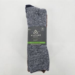 Alpine Design Performance Hiking Socks 4 Pair Mens New Blue Brown Gray